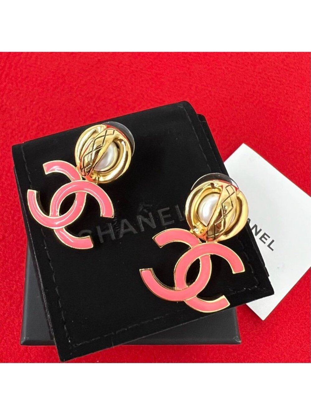 Chanel CC Logo Earrings Gold